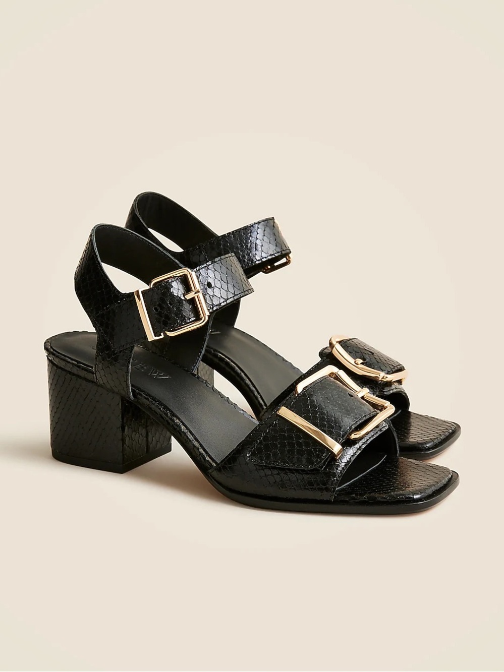 Women’s J.Crew Dylan Shoe Sandal Snake Embossed Leather Black New NWT 9